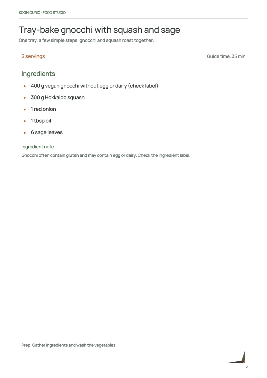 An inside page from Six Everyday Recipes