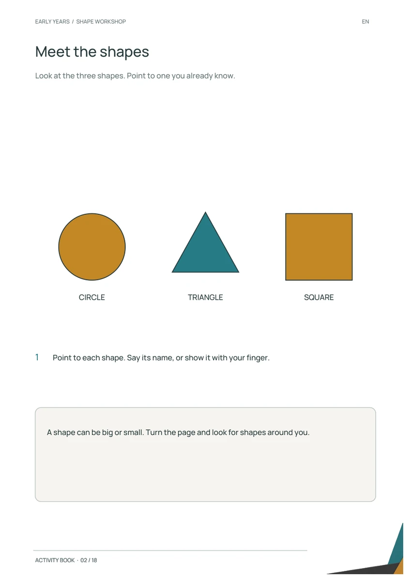 An inside page from Shape Workshop